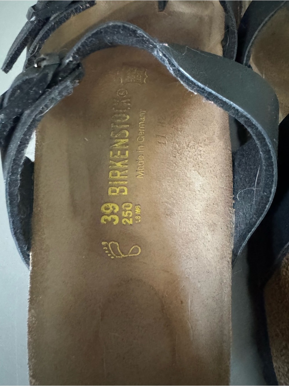 Birkenstock Black Suede Two-Strap Sandals with Buckle
